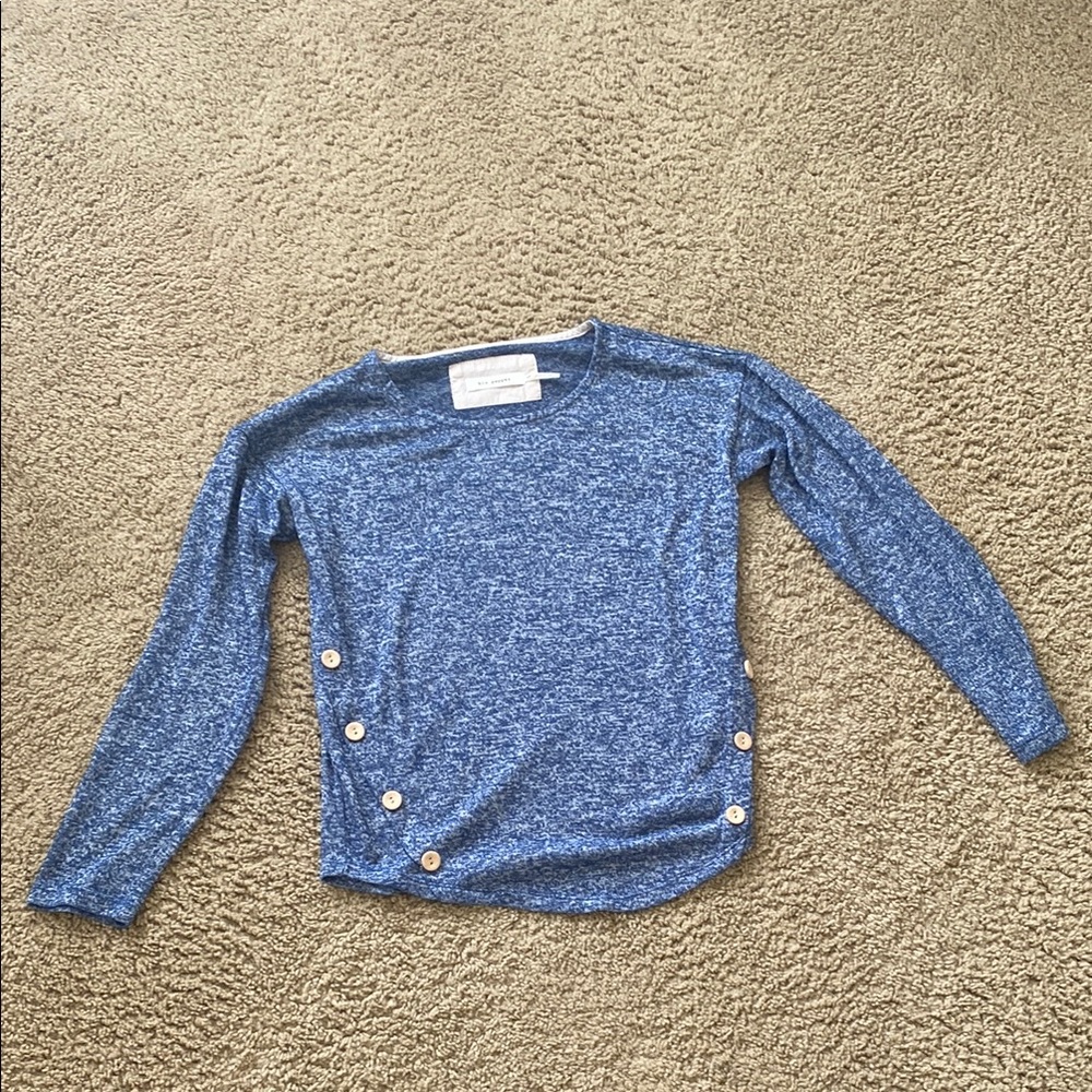 Blu Pepper Blue Long Sleeve Tee with Relaxed Fit